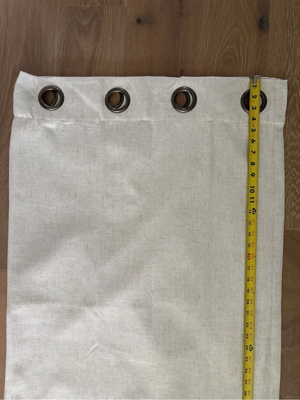 Pair of Tan & Cream Curtains w/ light blockout backing 48W by 83L.